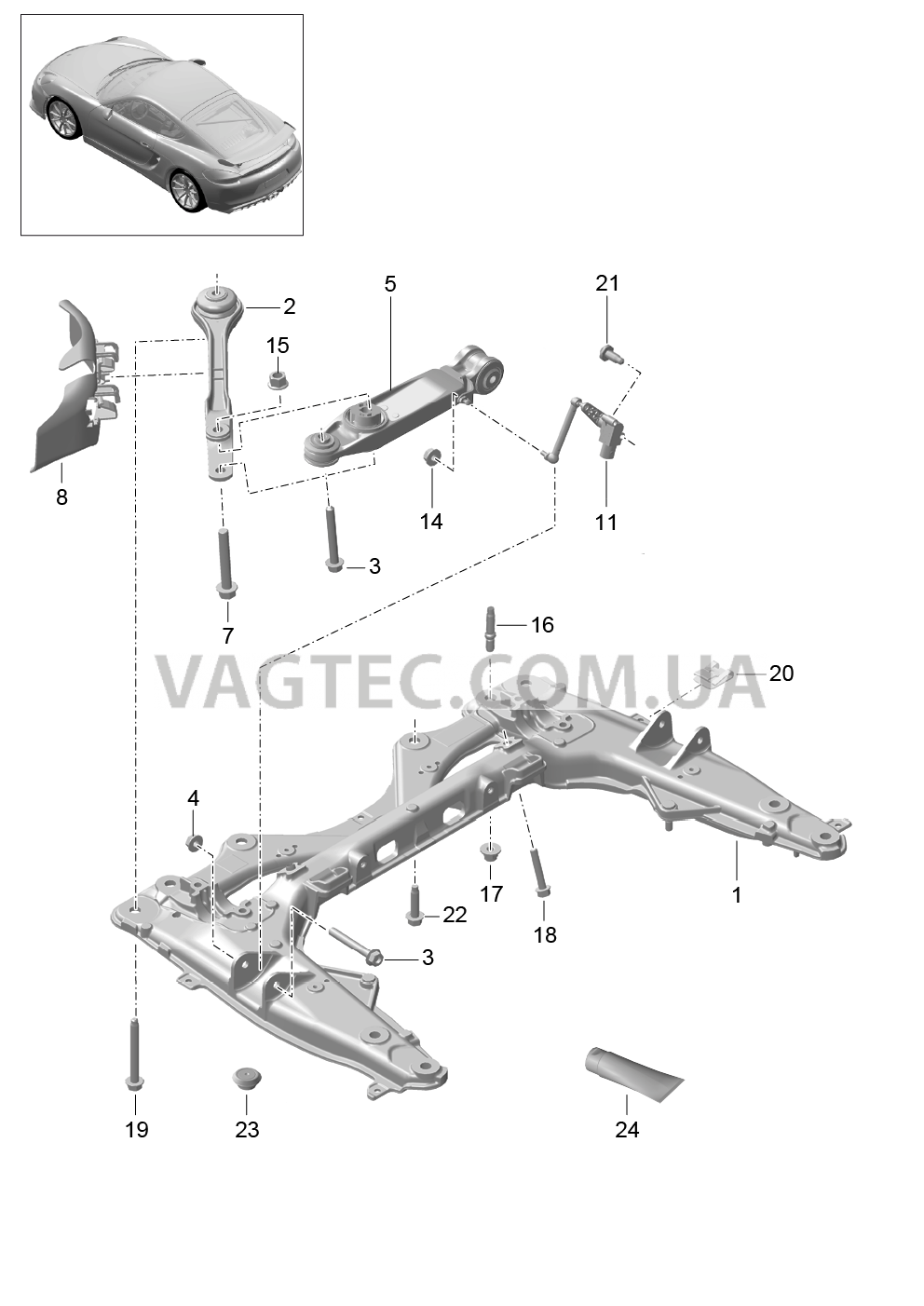 401-000 Поперечина, Поперечный рычаг для PORSCHE CaymanGT4 2016-USA