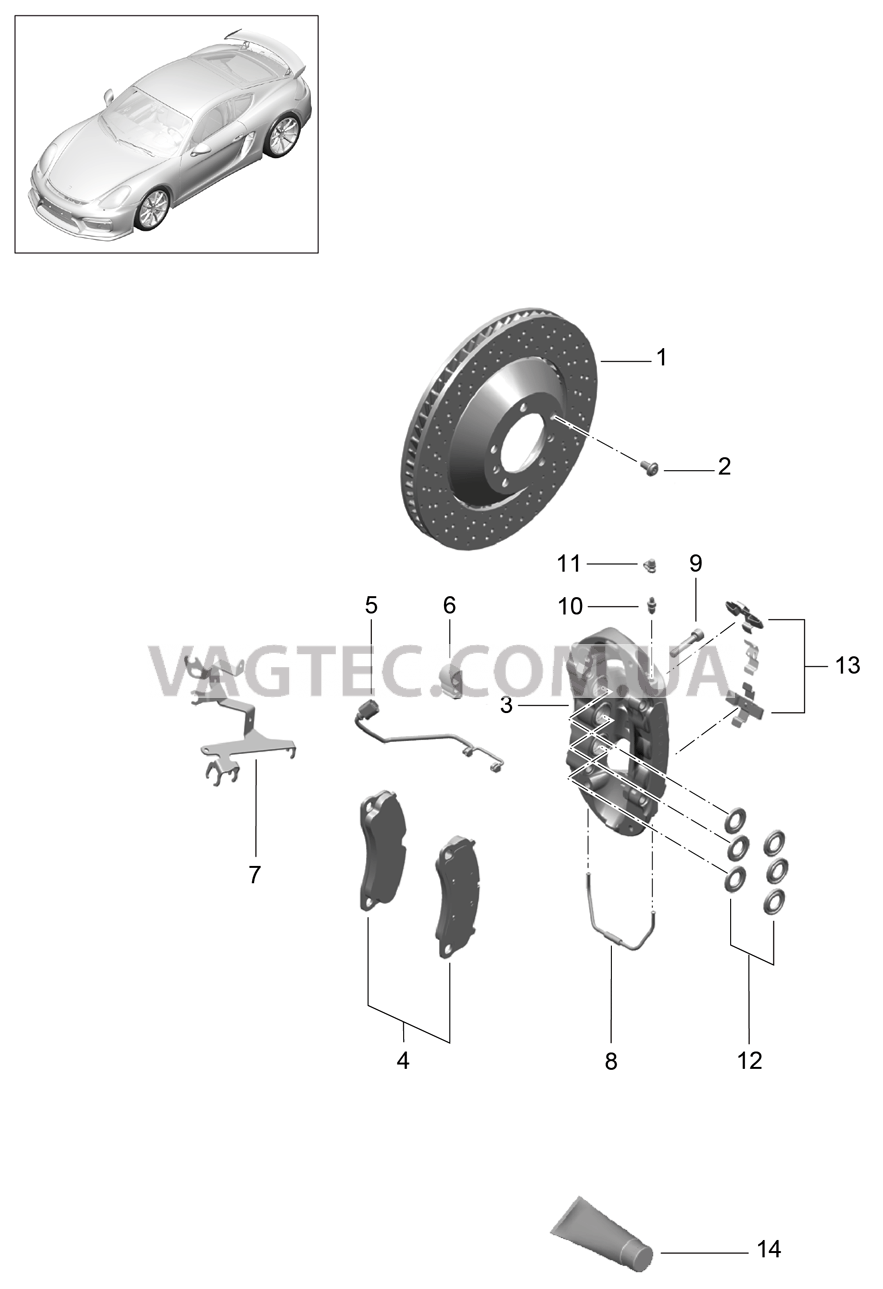 602-000 Дисковой тормоз, Передняя ось для PORSCHE CaymanGT4 2016-USA