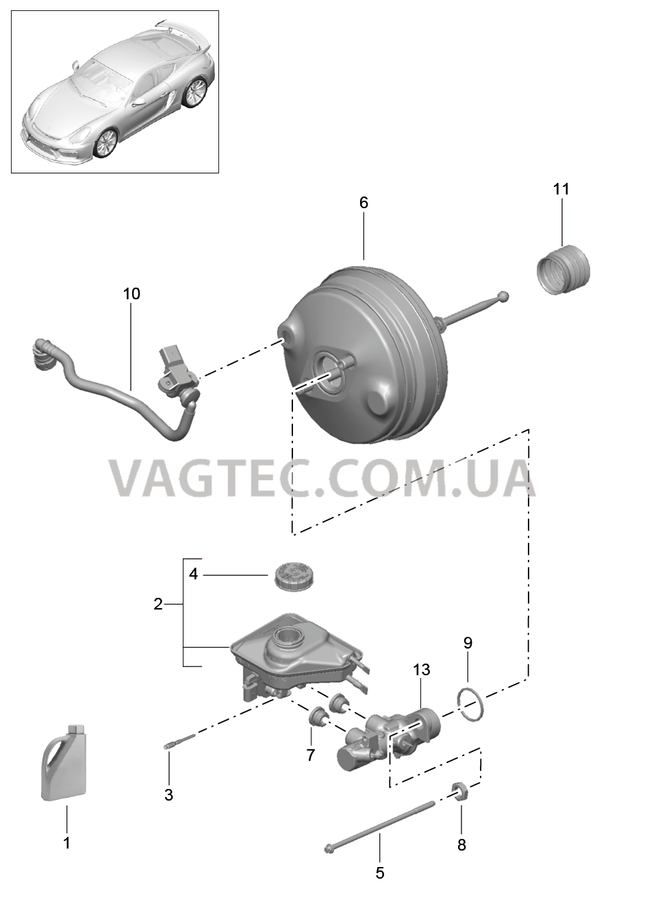604-000 Главный тормозн.цилиндр, Тормозной усилитель для PORSCHE CaymanGT4 2016