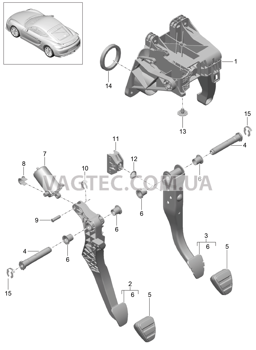 702-000 Педальный механизм для PORSCHE CaymanGT4 2016-USA