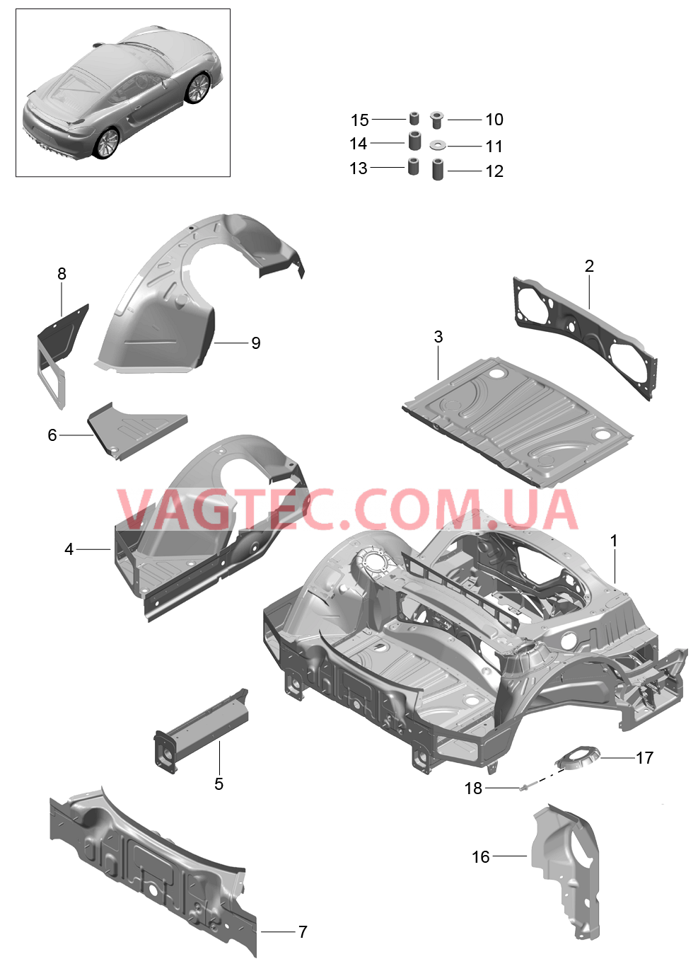 801-035 Задняя подвеска для PORSCHE CaymanGT4 2016-USA