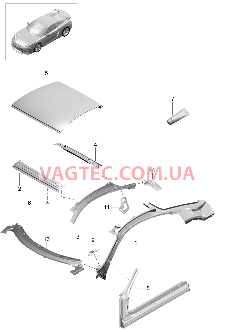 801-045 Крыша, Обтекатель для PORSCHE CaymanGT4 2016-USA