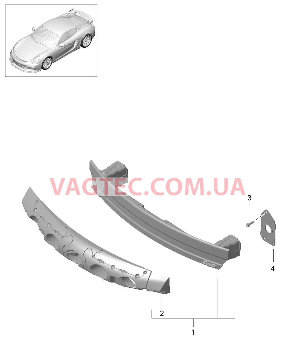 802-020 Кронштейн бампера, передний для PORSCHE CaymanGT4 2016-USA