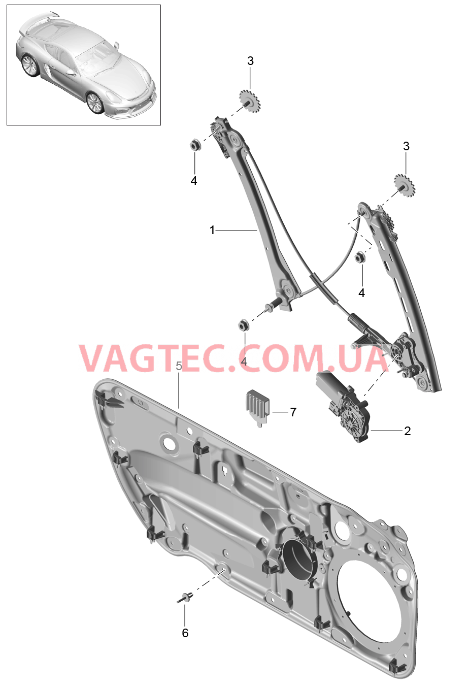 804-030 Стеклоподъемник для PORSCHE CaymanGT4 2016-USA