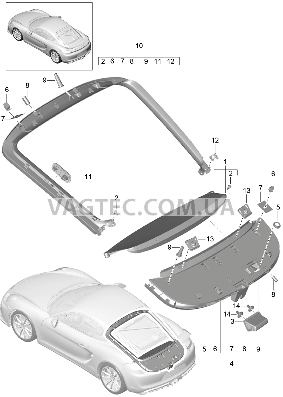 807-035 Обшивка, Крышка багажн.отсека для PORSCHE CaymanGT4 2016