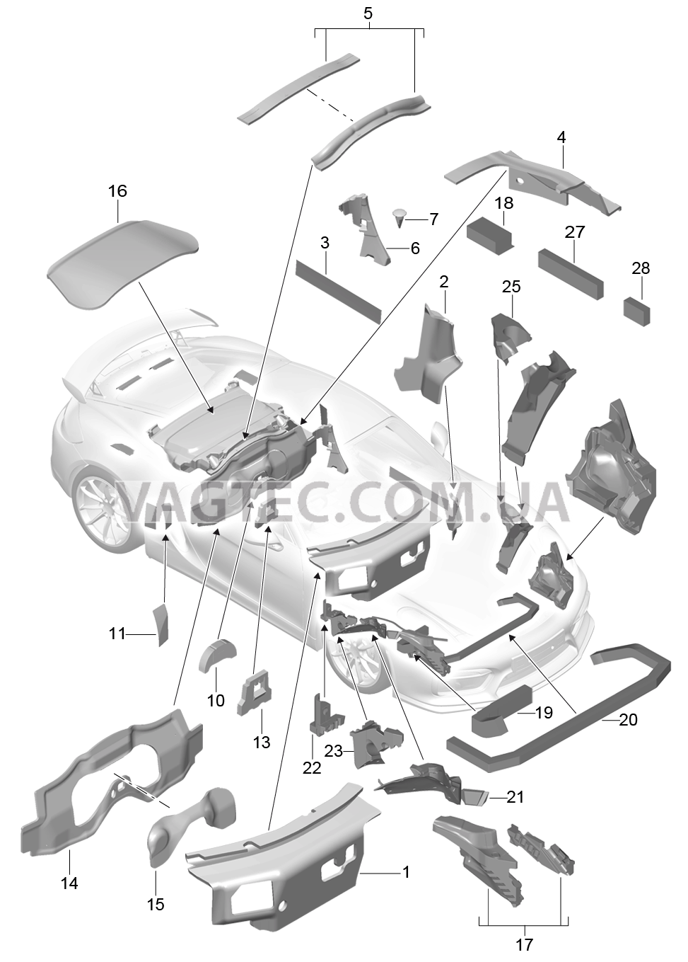 807-080 Кузов, Звукоизоляция 1 для PORSCHE CaymanGT4 2016-USA