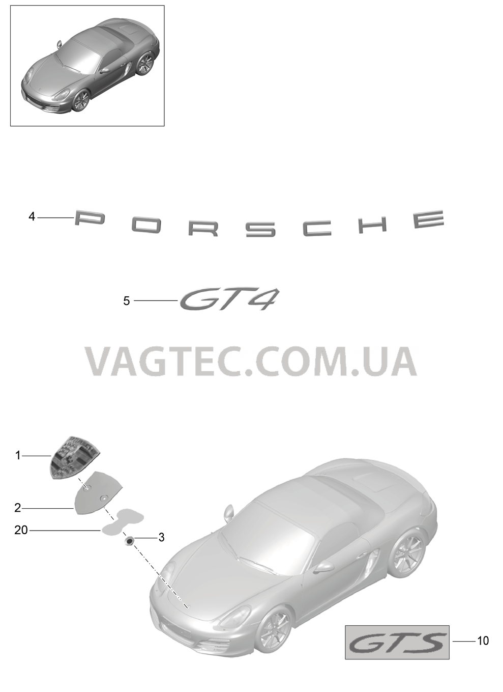 810-000 Надписи, Декоративные обшивки, Пленка защиты от камней для PORSCHE CaymanGT4 2016