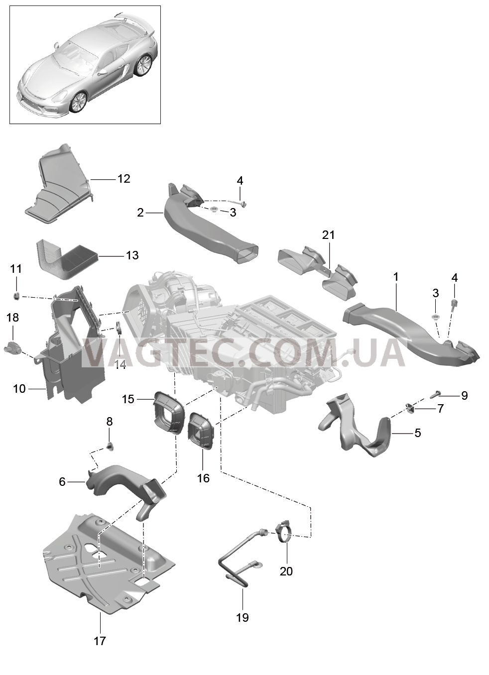 813-005 Воздуховод, Воздухораспределитель для PORSCHE CaymanGT4 2016