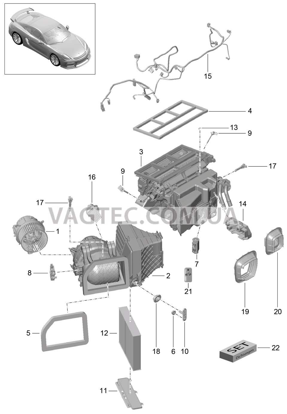 813-010 Кондиционер, и, Отдельные детали для PORSCHE CaymanGT4 2016