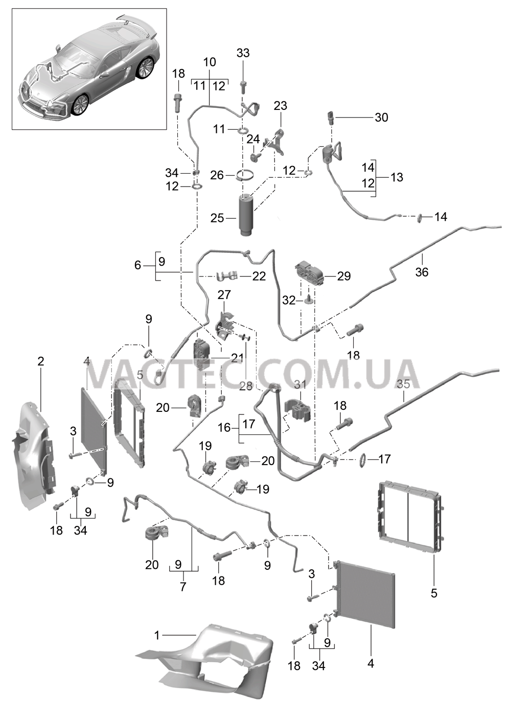 813-020 Циркуляция охлаждающей жидкости, передний для PORSCHE CaymanGT4 2016