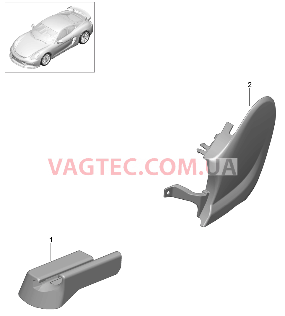 817-015 Спортивное сиденье PLUS, полный, Не поставляется, Панель, Предохранит.направляющ., Переднее сиденье для PORSCHE CaymanGT4 2016