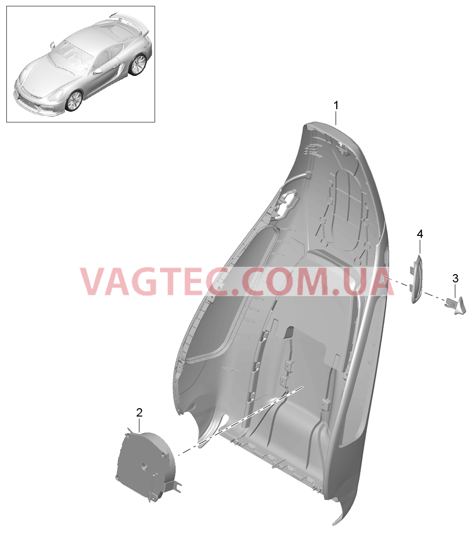 817-019 Каркас спинки, Спортивное сиденье PLUS, Детали для PORSCHE CaymanGT4 2016