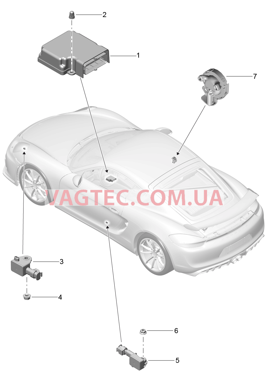 901-005 Блок управления, Датчик, Подушка безопасности для PORSCHE CaymanGT4 2016-USA