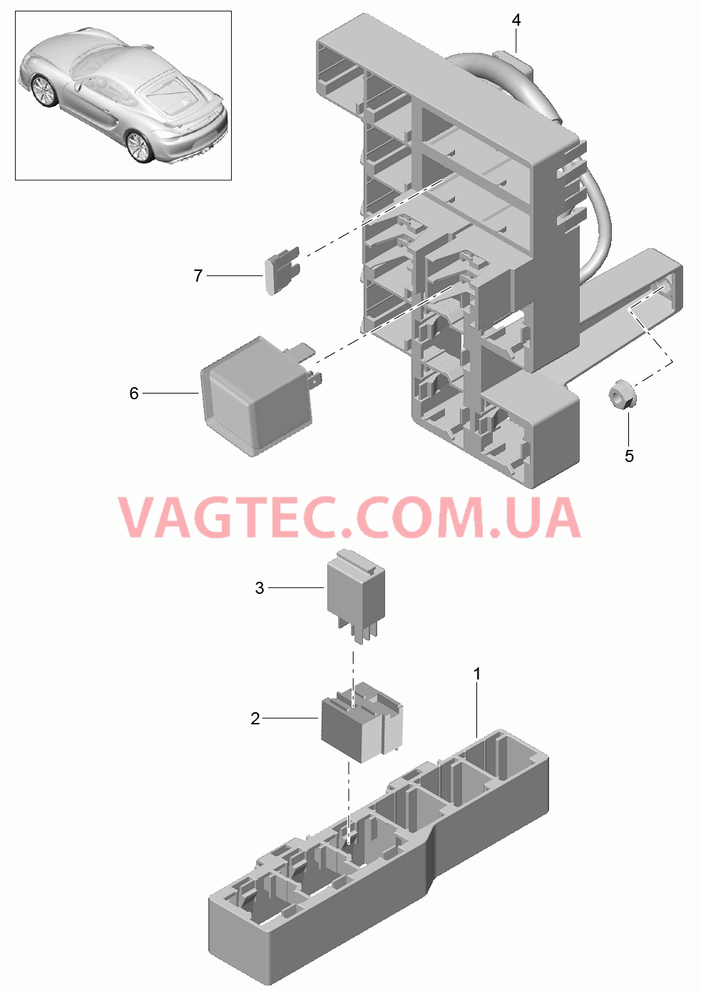 902-001 Блок упр. бортовой сети, Багажный отсек, задний для PORSCHE CaymanGT4 2016