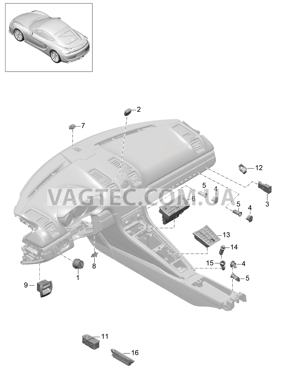 903-005 Выключатель, Панель управления, Кондиционер для PORSCHE CaymanGT4 2016