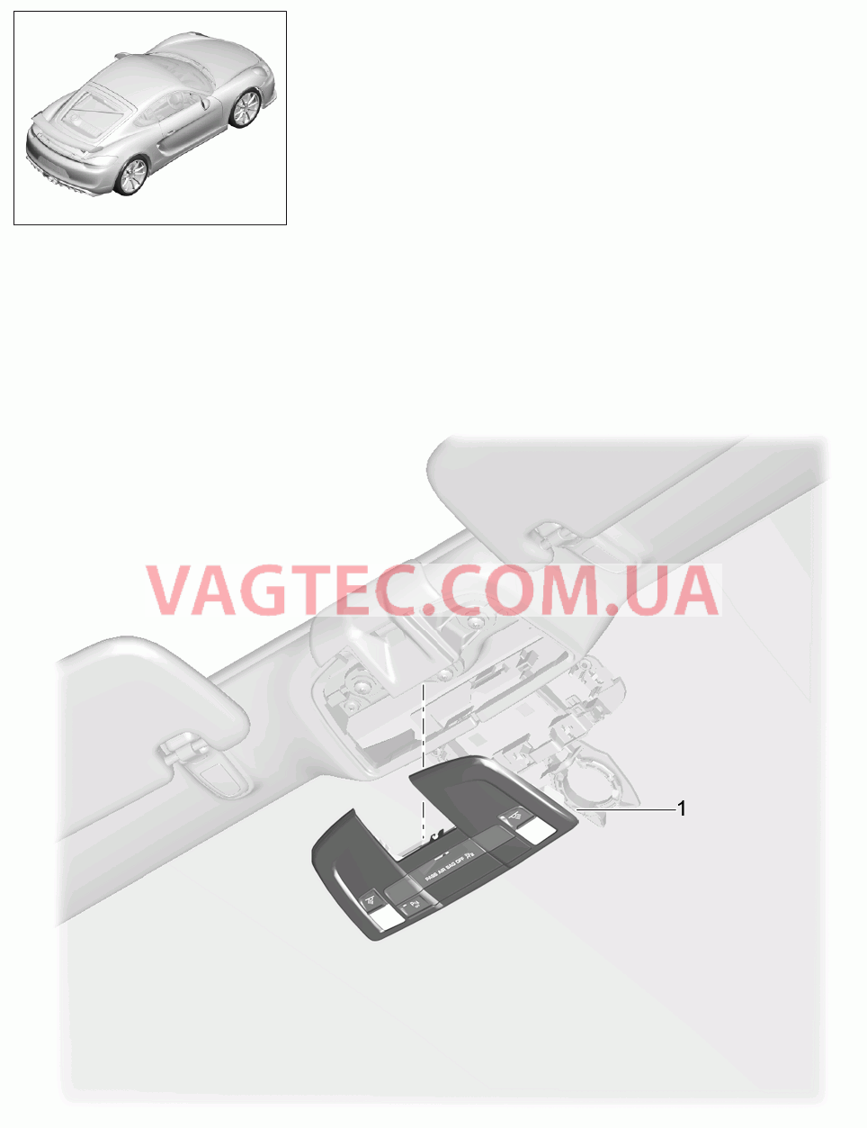 903-006 Консоль, Крыша для PORSCHE CaymanGT4 2016