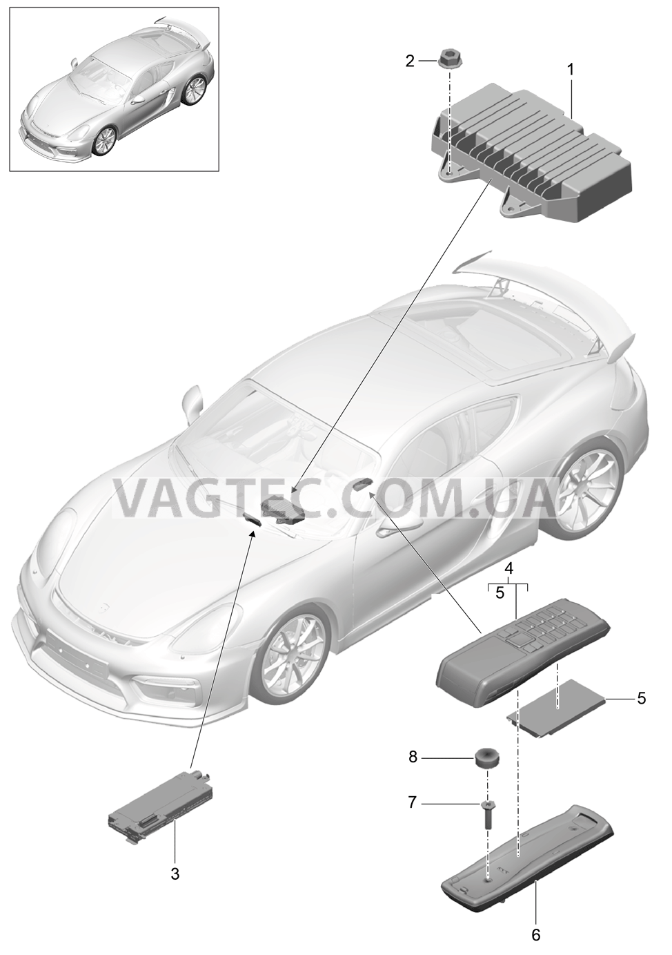 911-010 Усилитель, Телефон для PORSCHE CaymanGT4 2016-USA