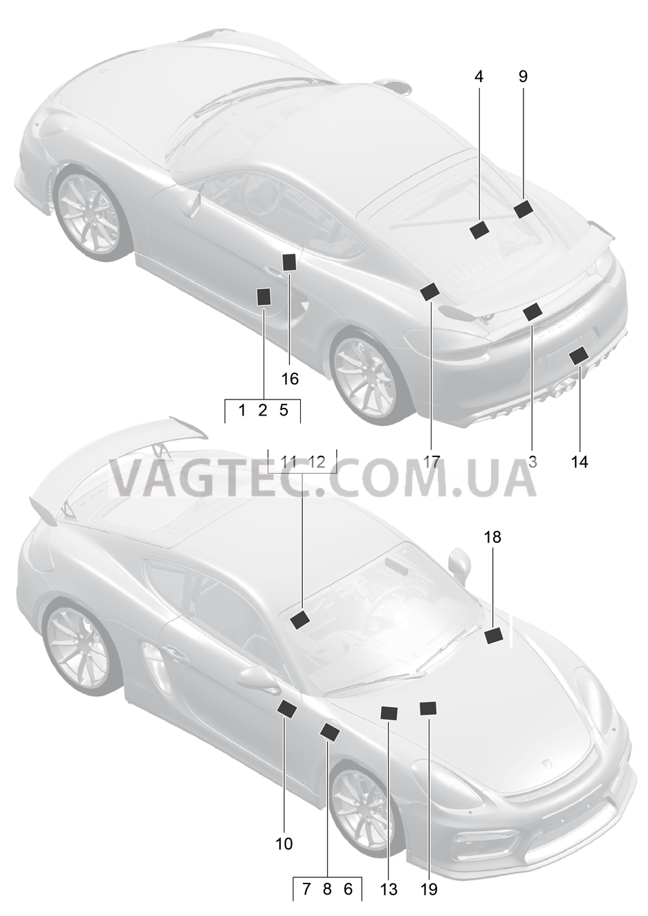 001-005 Наклейки для PORSCHE CaymanGT4 2016