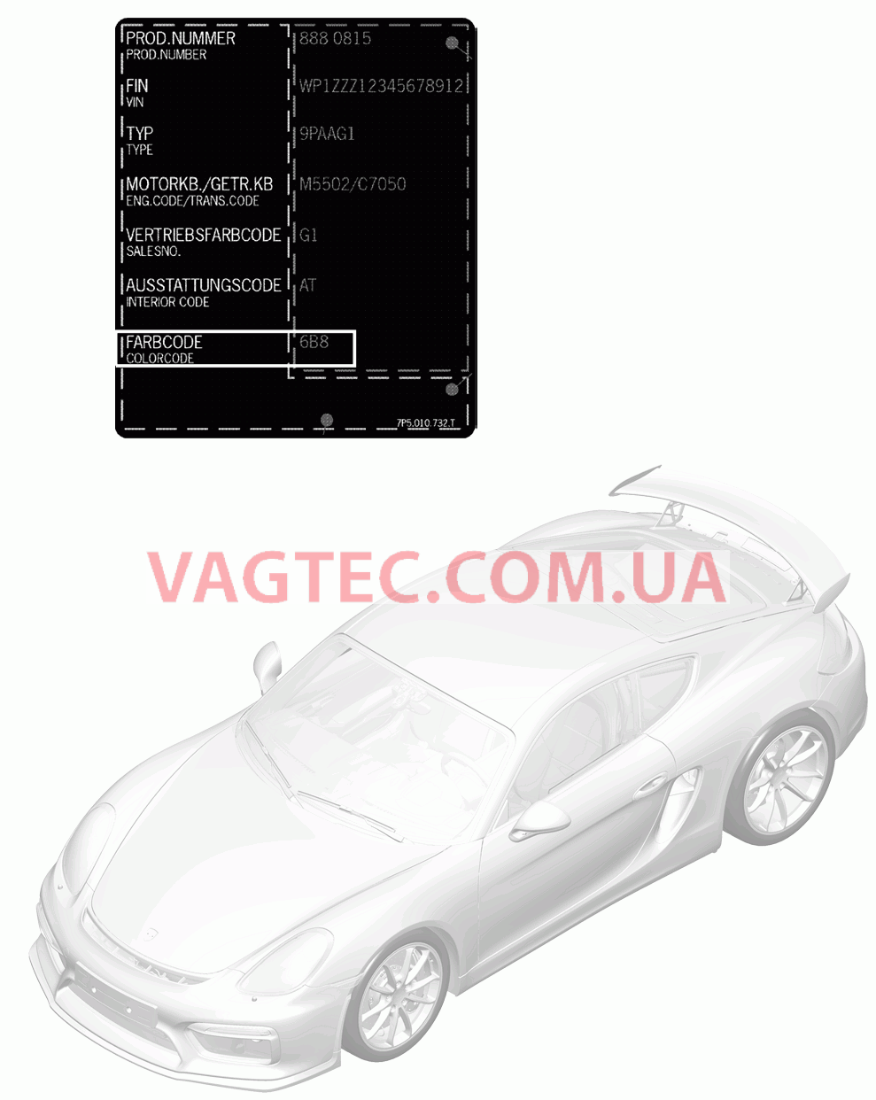 004-000 Лакировочный карандаш, Лакокрасочные покрытия для PORSCHE CaymanGT4 2016-USA