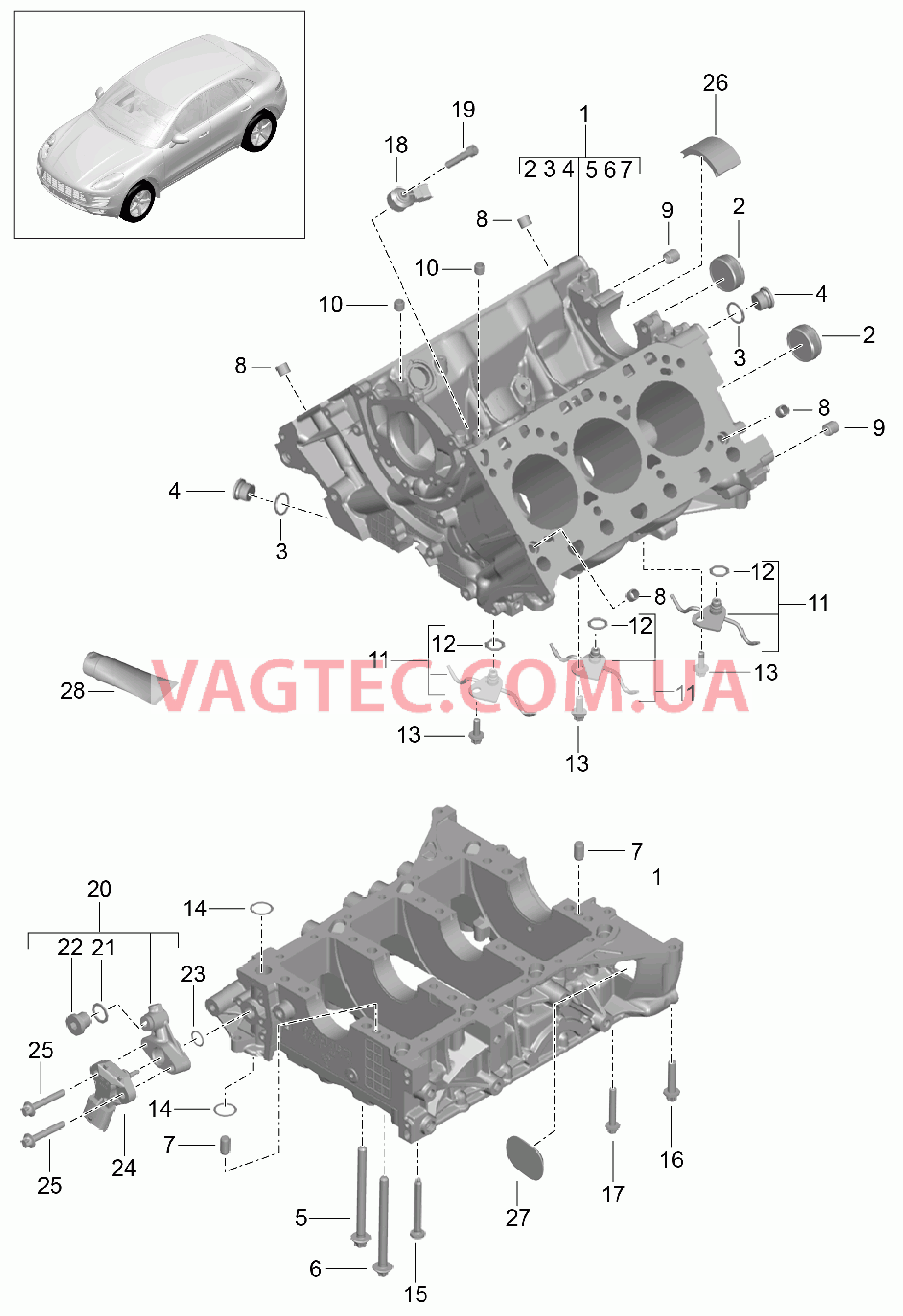 101-030 Кривошипный механизм, Отдельные детали
						
						MCT.LA/MA, MDC.NA для PORSCHE Macan 2014-2017