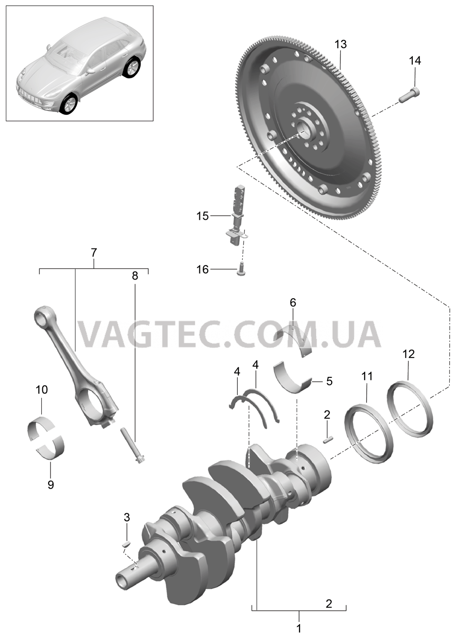 102-000 Коленвал, Щатун
						
						MCT.LA/MA, MDC.NA для PORSCHE Macan 2014-2017