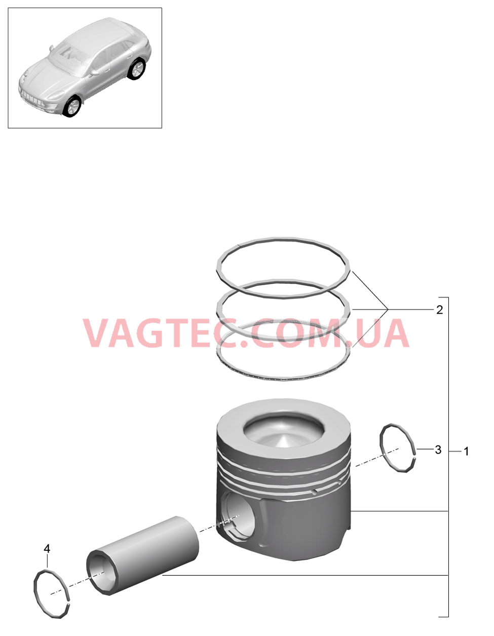 102-040 Поршень, Поршневые кольца
						
						MCD.UD, MCT.BA/BB/BC для PORSCHE Macan 2014-2017