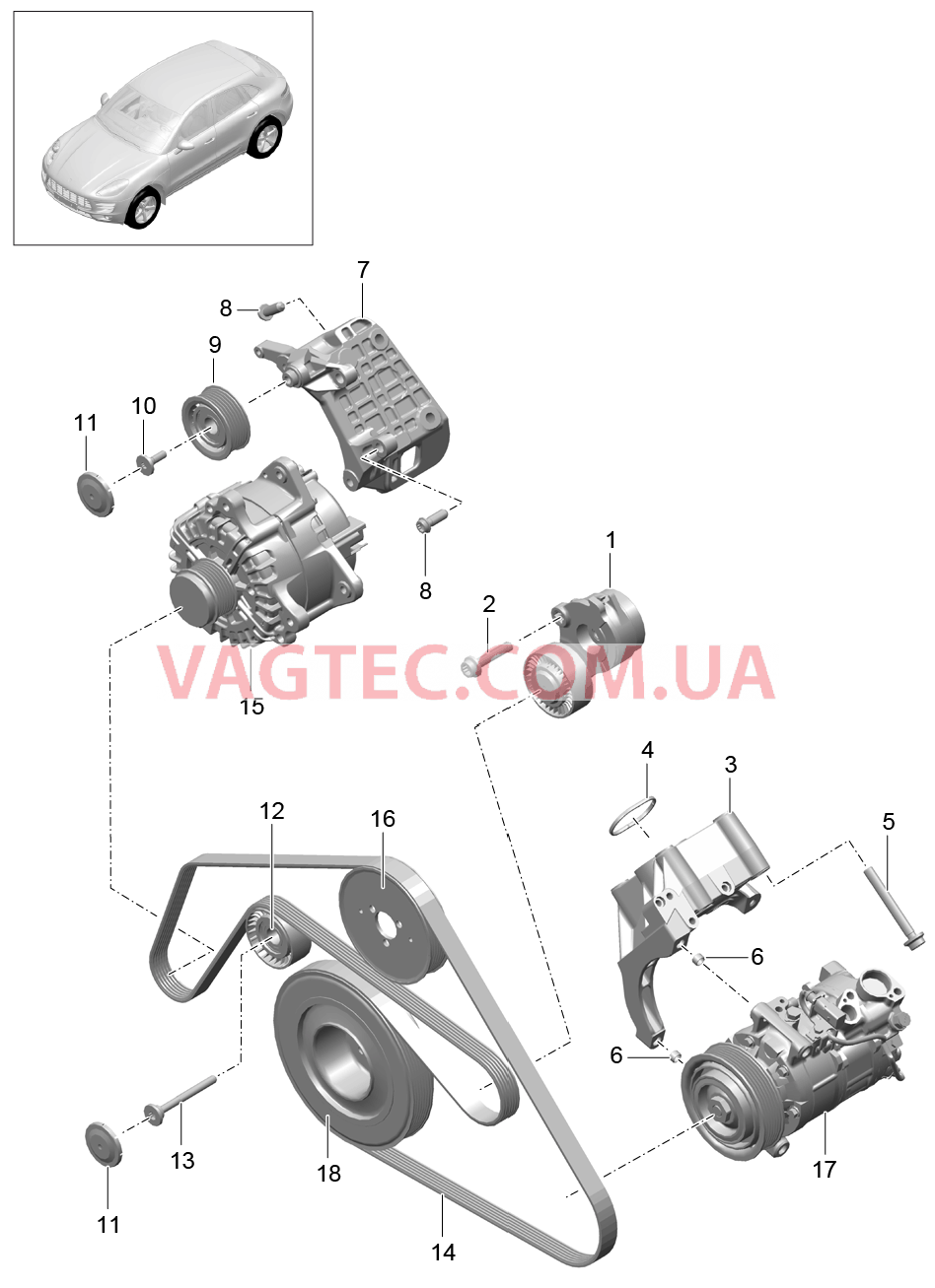 102-070 Натяжитель ремня, Ременный привод
						
						MCD.UD, MCT.BA/BB/BC для PORSCHE Macan 2014-2017