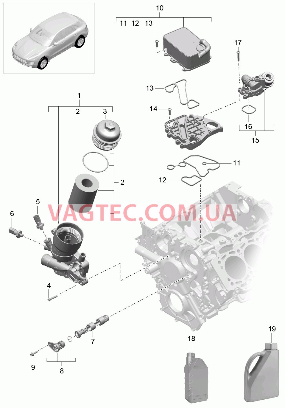 104-070 Масляный фильтр, Фланец, Масляный радиатор
						
						MCD.UD, MCT.BA/BB/BC для PORSCHE Macan 2014-2017