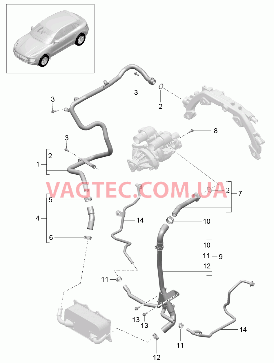 105-030 Водяное охлаждение 2
						
						MCT.LA/MA, MDC.NA для PORSCHE Macan 2014-2017