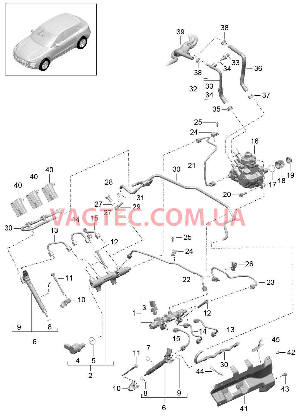 107-040 Топливная магистраль, Форсунка высокого давления, Насос высокого давления
						
						MCD.UD, MCT.BA/BB/BC для PORSCHE Macan 2014-2017