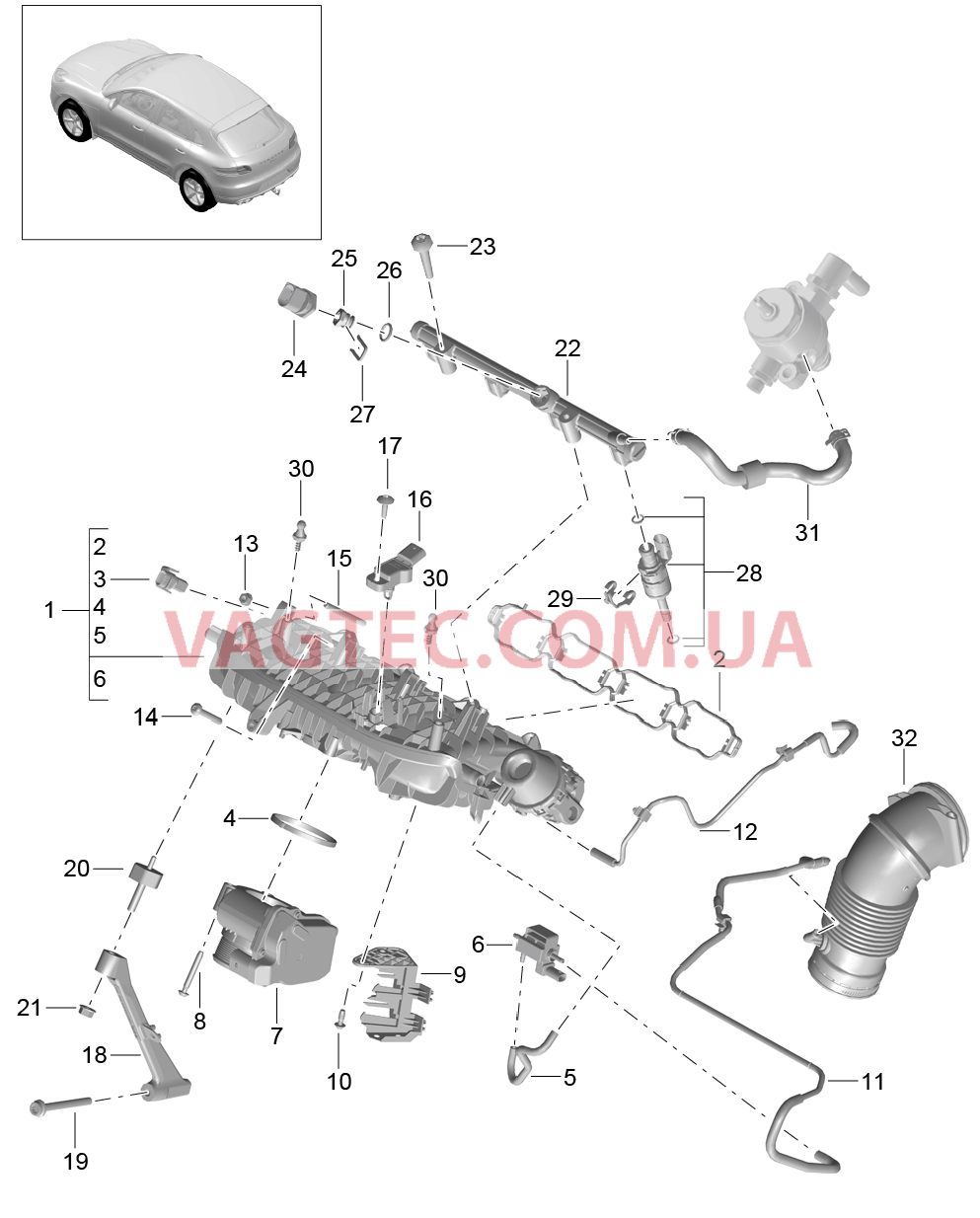 107-067 Впускной коллектор, Патр. дроссел.заслонки, Кожух воздушных направляющих
						
						MCN.CC, MCY.PA для PORSCHE Macan 2014-2017