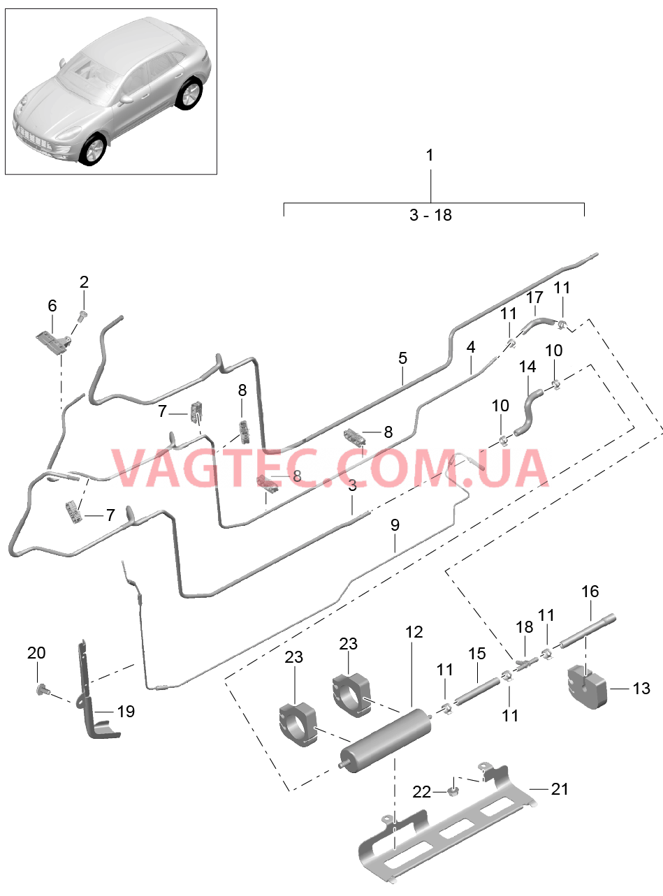 201-025 Топливная система, Топливная магистраль, Днище кузова
						
						MCD.UD, MCT.BA/BB/BC для PORSCHE Macan 2014-2017