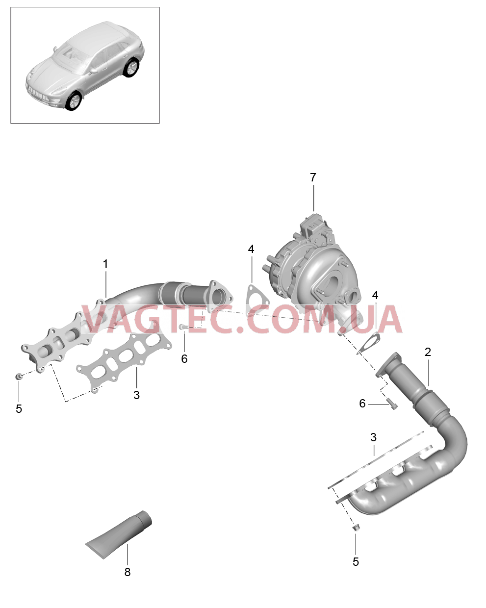 202-005 Выпускная система, Выпускной коллектор
						
						MCD.UD, MCT.BA/BB/BC для PORSCHE Macan 2014-2017