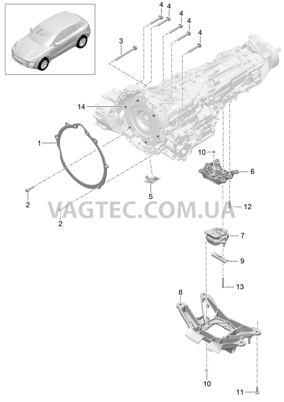 306-000 Резьбовое соед., Двигатель и КП, Подвеска коробки передач
						
						MCT.LA/MA, MDC.NA для PORSCHE Macan 2014-2017