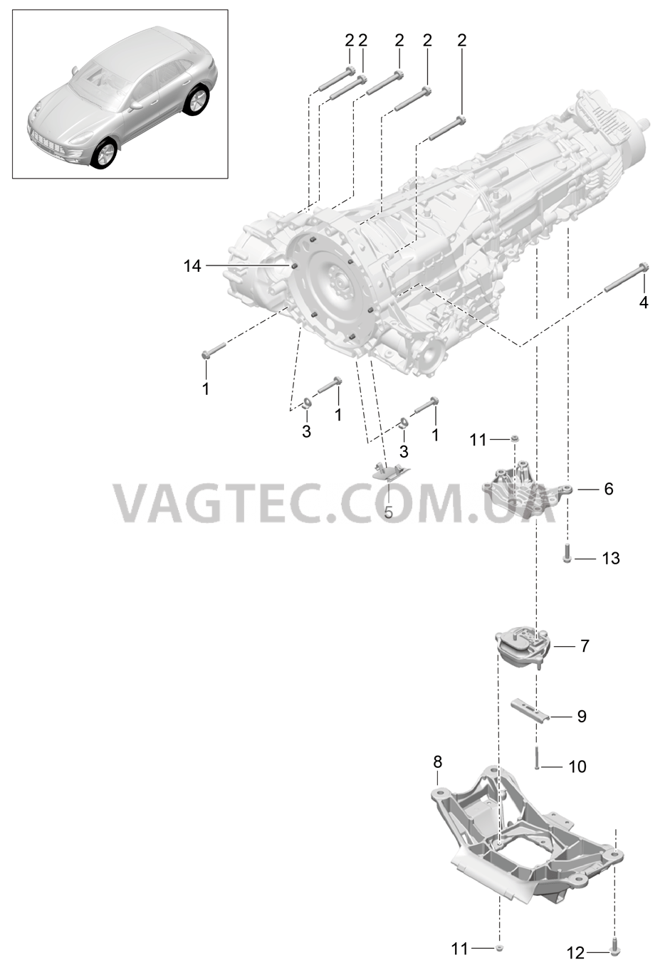 306-010 Резьбовое соед., Двигатель и КП, Подвеска коробки передач
						
						MCD.UD, MCT.BA/BB/BC для PORSCHE Macan 2014-2017