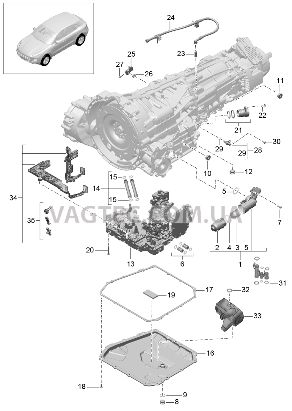 320-010 - PDK -, Коробка переключения передач, Отдельные детали для PORSCHE Macan 2014-2017USA