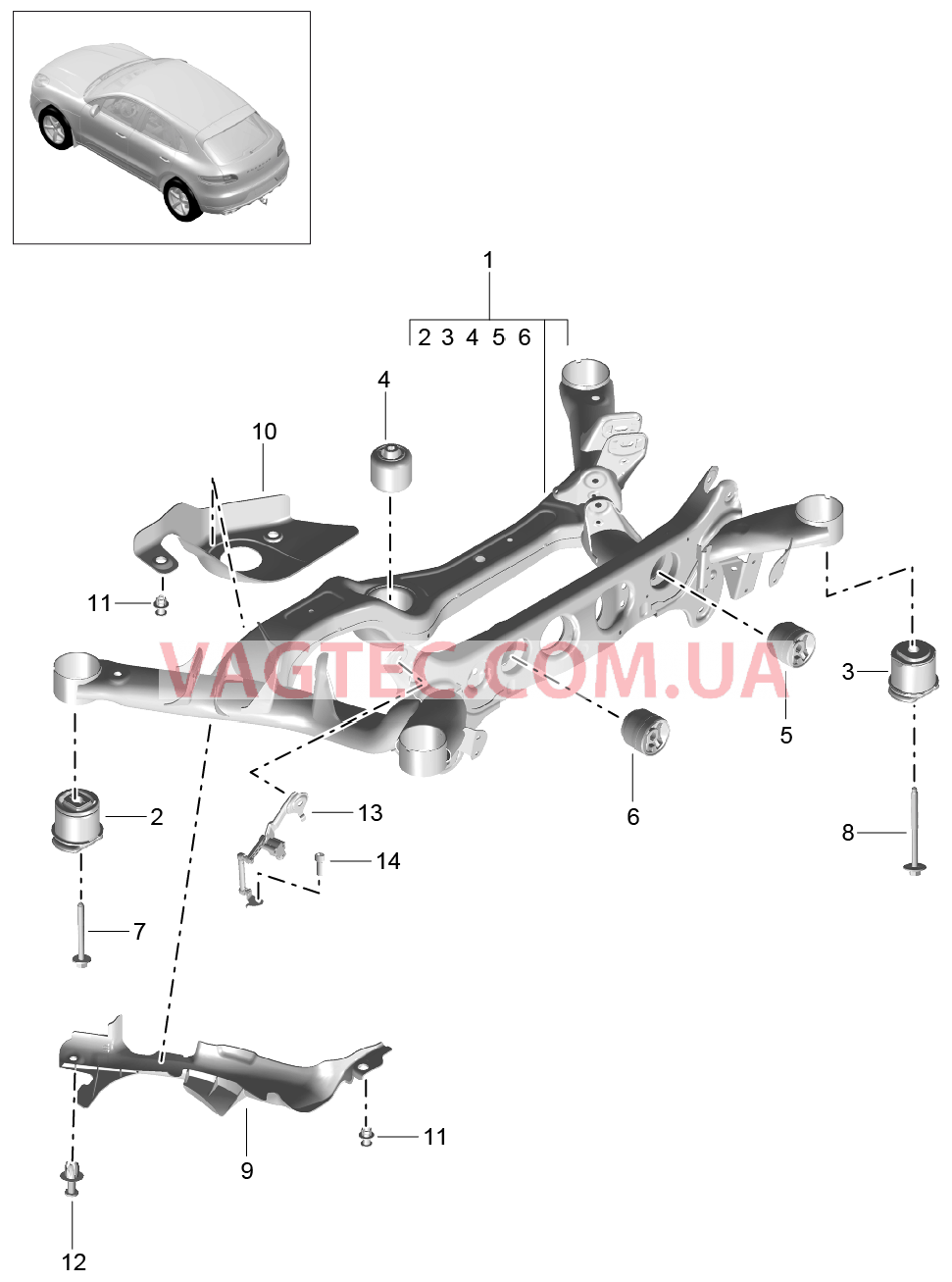 501-005 Задняя ось, Подрамник, Датчик уровня кузова для PORSCHE Macan 2014-2017