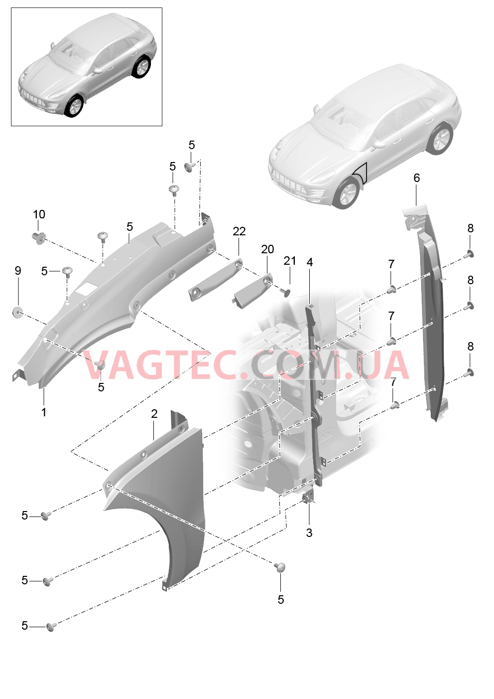 801-040 Крыло для PORSCHE Macan 2014-2017