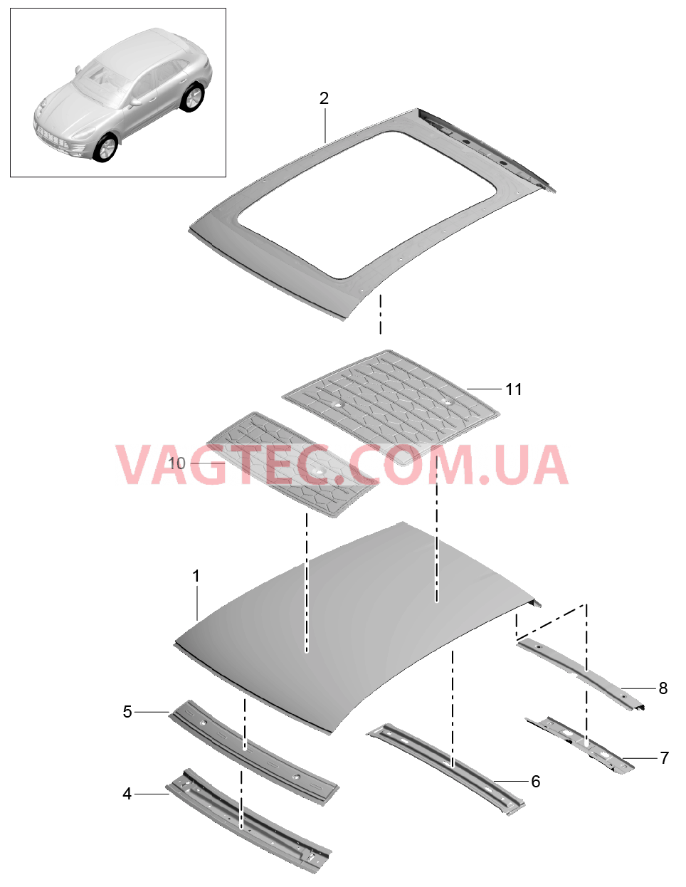 801-045 Крыша, Обтекатель для PORSCHE Macan 2014-2017