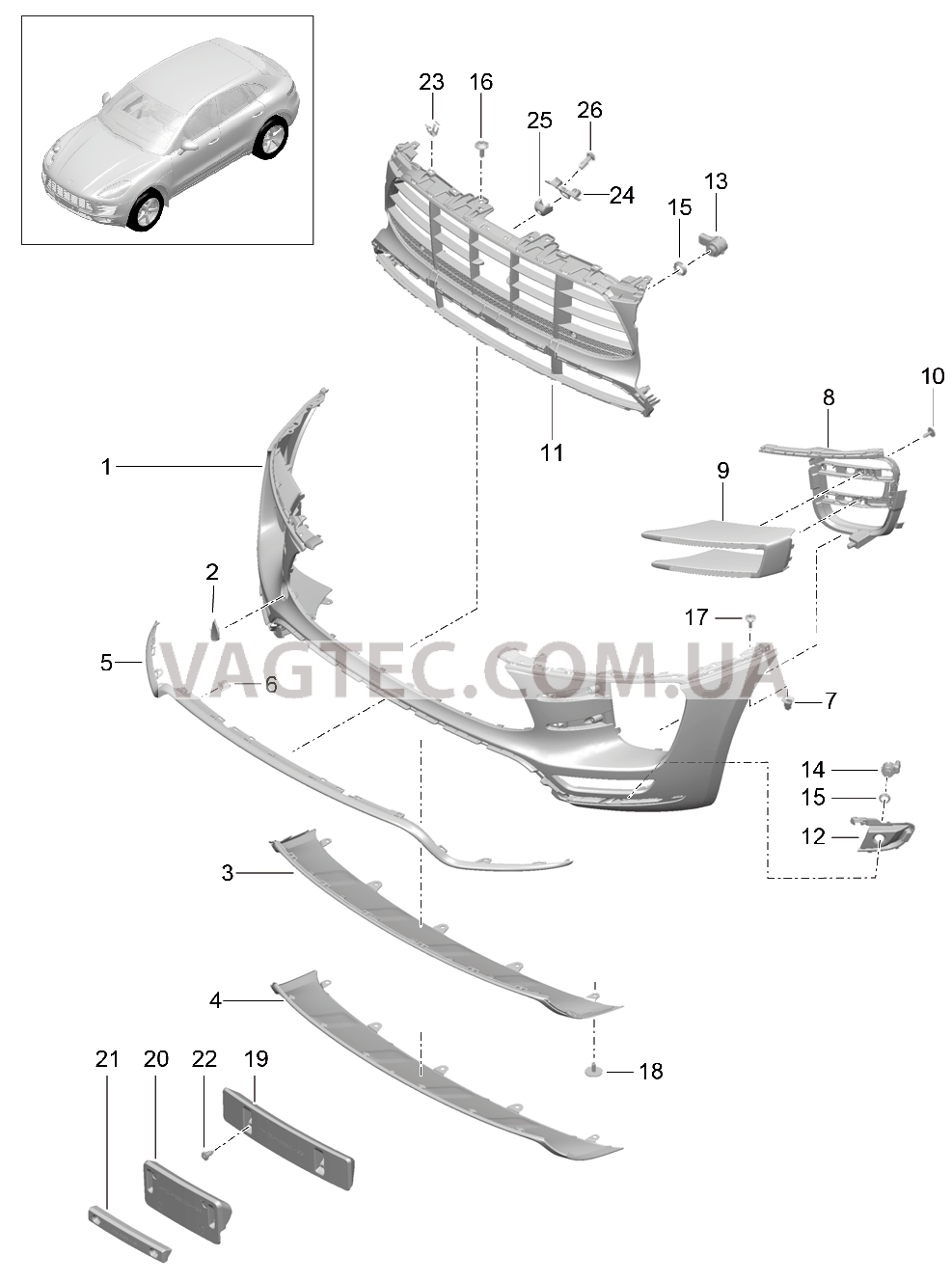 802-001 Бампер, передний, TURBO
						
						-I2D1/-I2D2, -I2D5/-I2D6, IDU1 для PORSCHE Macan 2014-2017