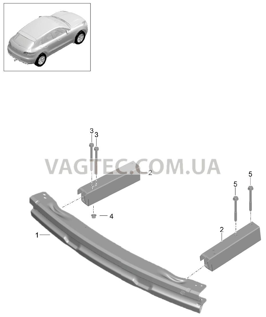 802-030 Кронштейн бампера, задний для PORSCHE Macan 2014-2017USA