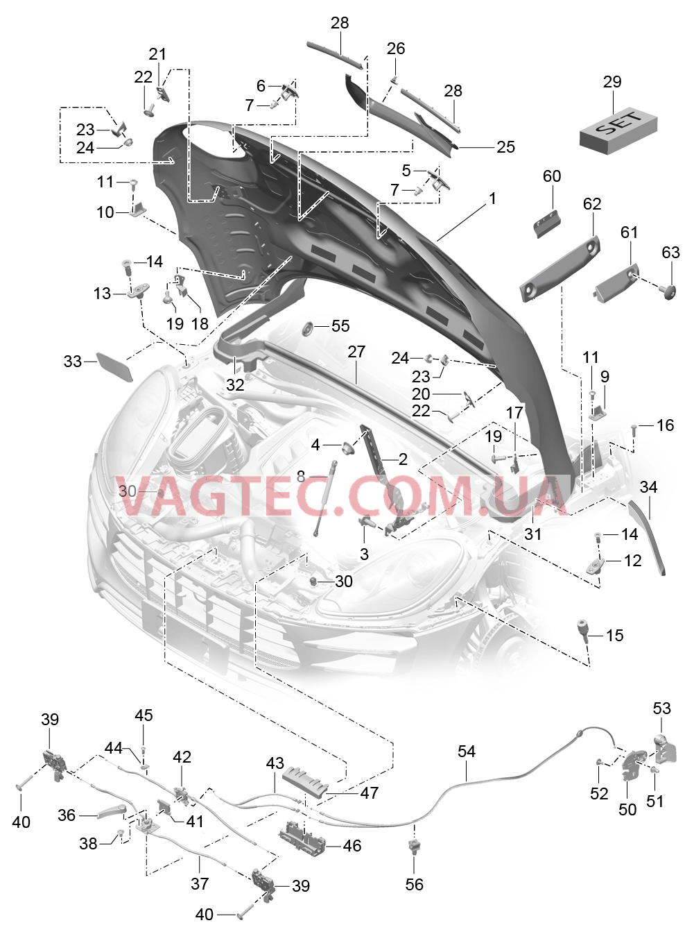 803-000 Крышка, передний для PORSCHE Macan 2014-2017USA