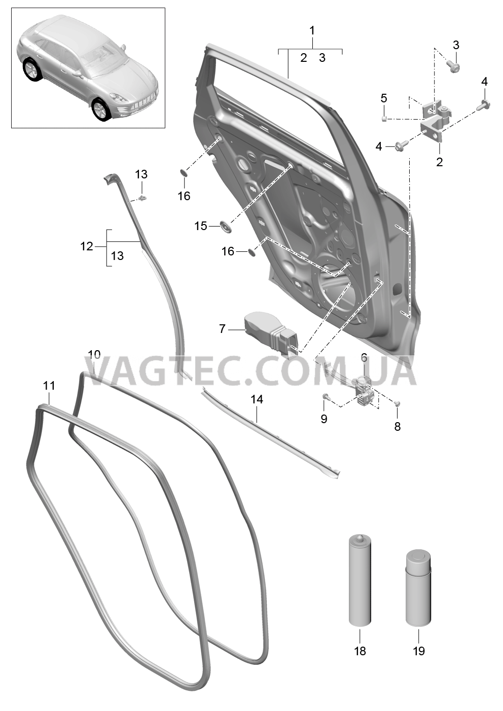 804-005 Спец.конструкц., задний, Уплотнения для PORSCHE Macan 2014-2017