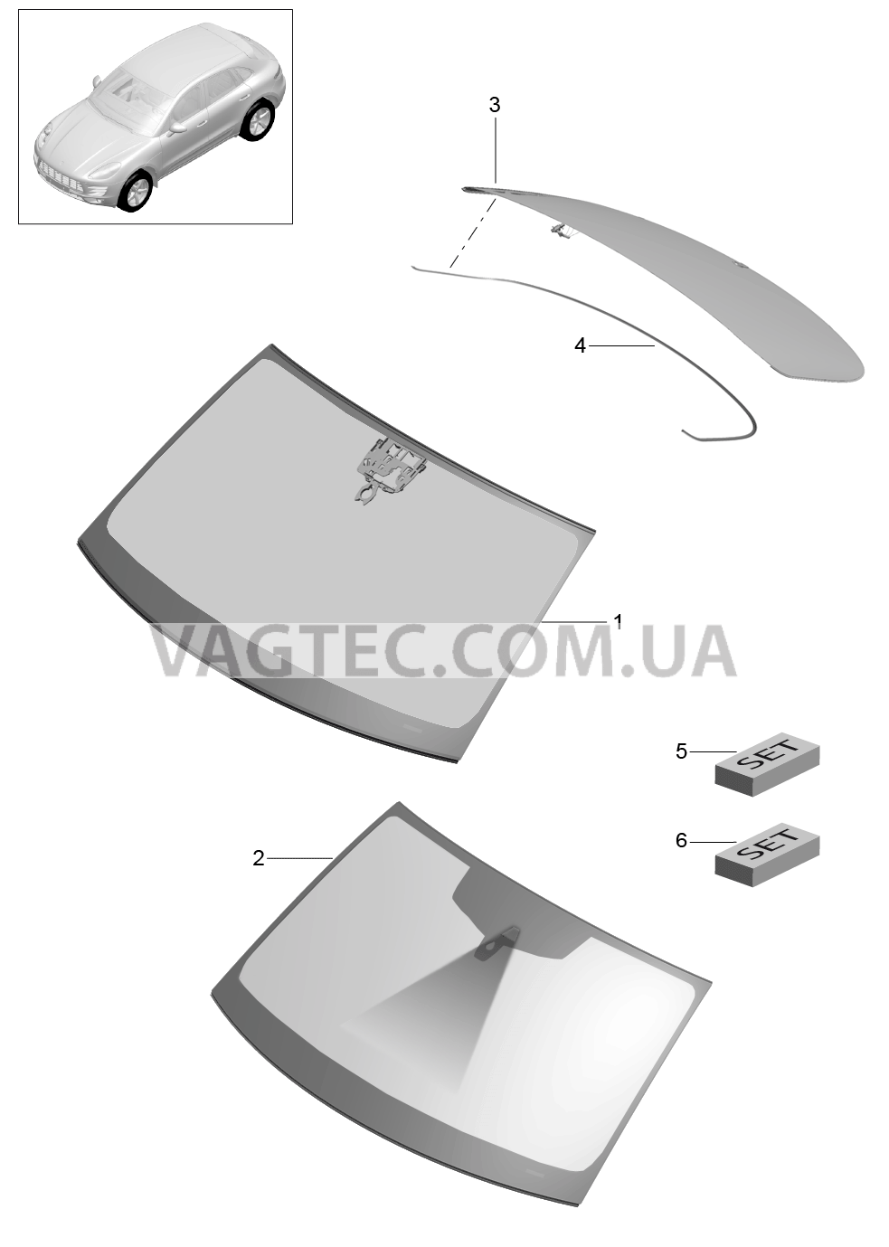 805-000 Остекление для PORSCHE Macan 2014-2017
