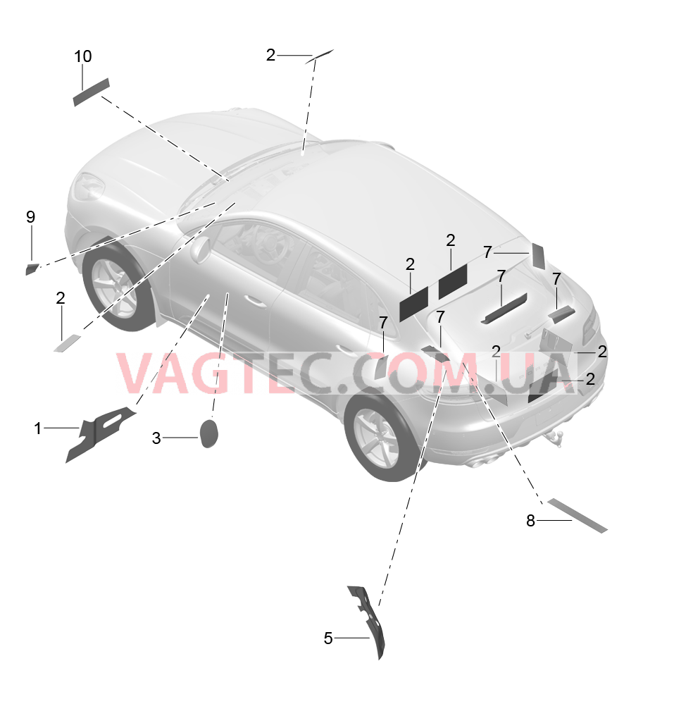 807-084 Звукоизоляц.пластина, Звукоизоляция, в общем, и, Задняя подвеска для PORSCHE Macan 2014-2017USA