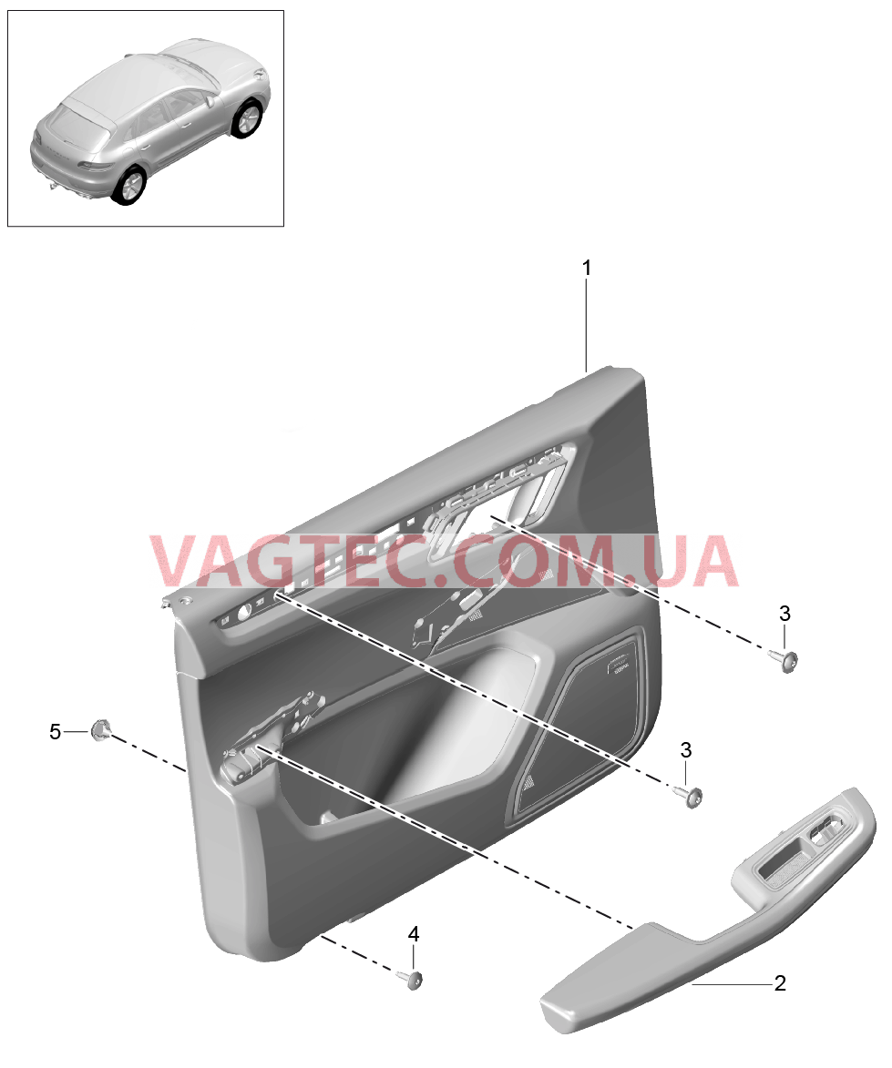 808-010 Обшивка двери, передний, Кожа
						
						I3LH/3LM для PORSCHE Macan 2014-2017USA