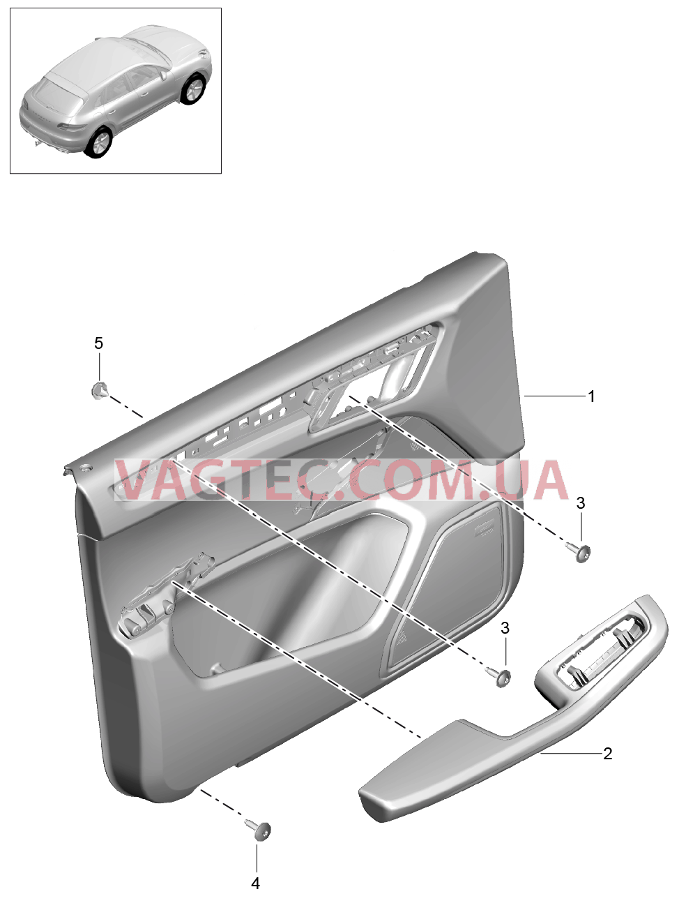 808-020 Обшивка двери, передний, Кожа, двухцветный
						
						I3LT для PORSCHE Macan 2014-2017USA