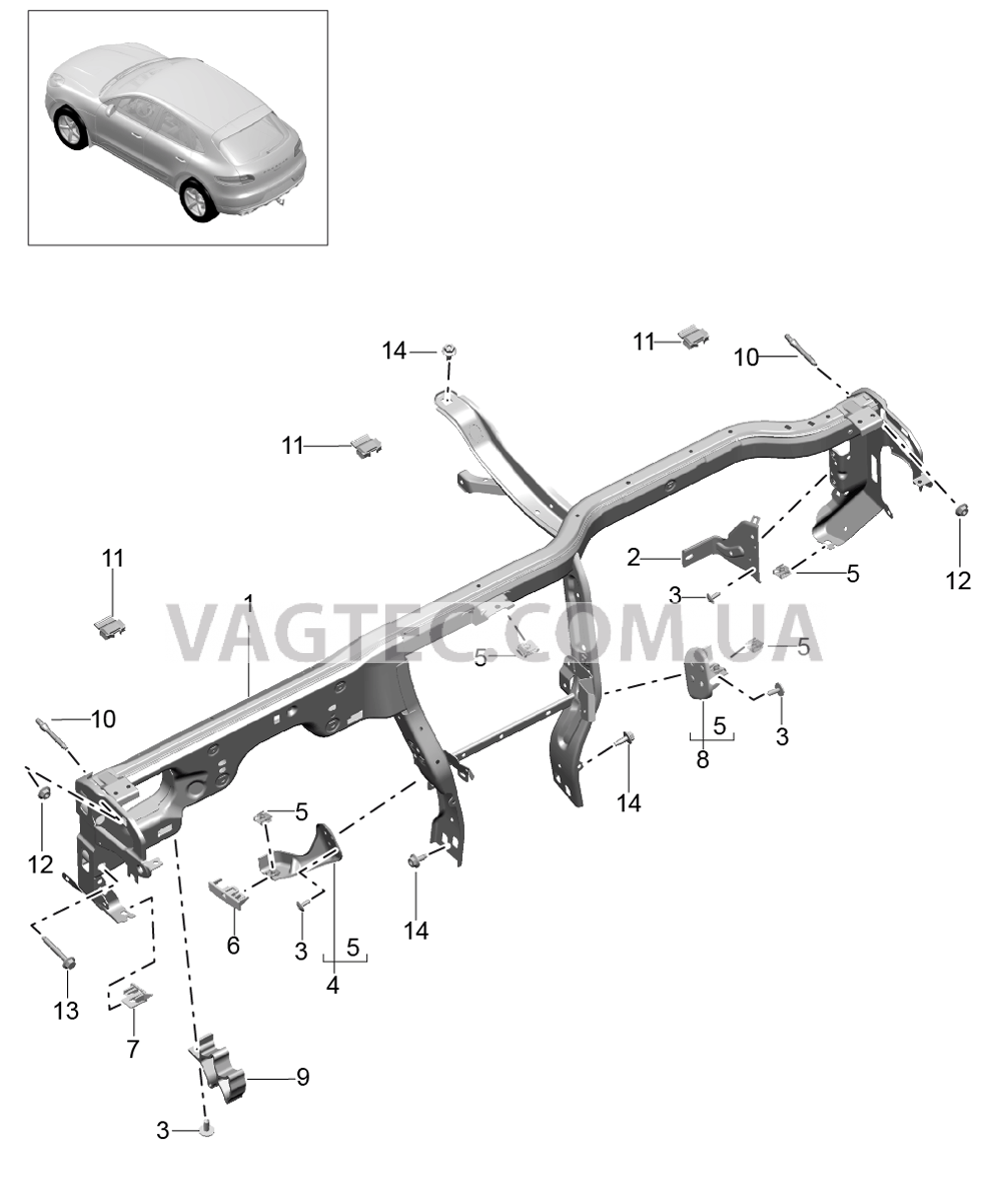 809-015 Несущий элемент, Панель приборов для PORSCHE Macan 2014-2017