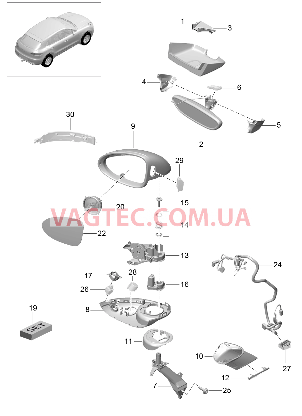 809-030 Зеркало заднего вида, Наружн.зеркало задн.вида, Детали
						
						I6FG для PORSCHE Macan 2014-2017