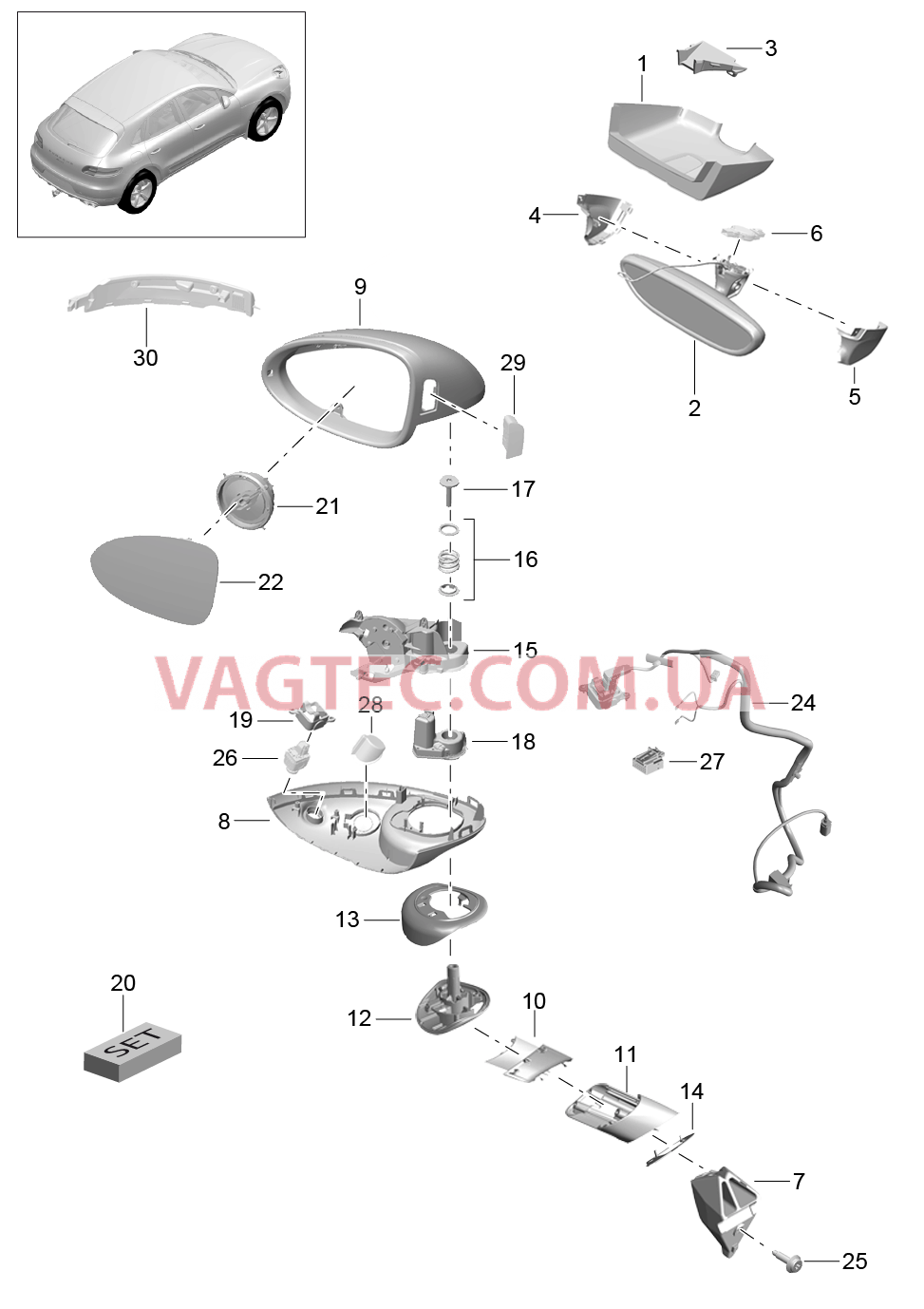 809-040 Зеркало заднего вида, Наружн.зеркало задн.вида, Детали, Пакет SPORT DESIGN
						
						I6FB для PORSCHE Macan 2014-2017USA